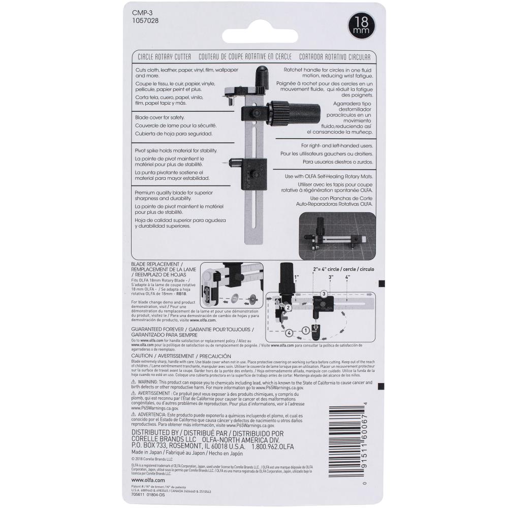 Rotary Circle Cutter / Cortador de Círculos para Tela y Cuero Herramientas OLFA