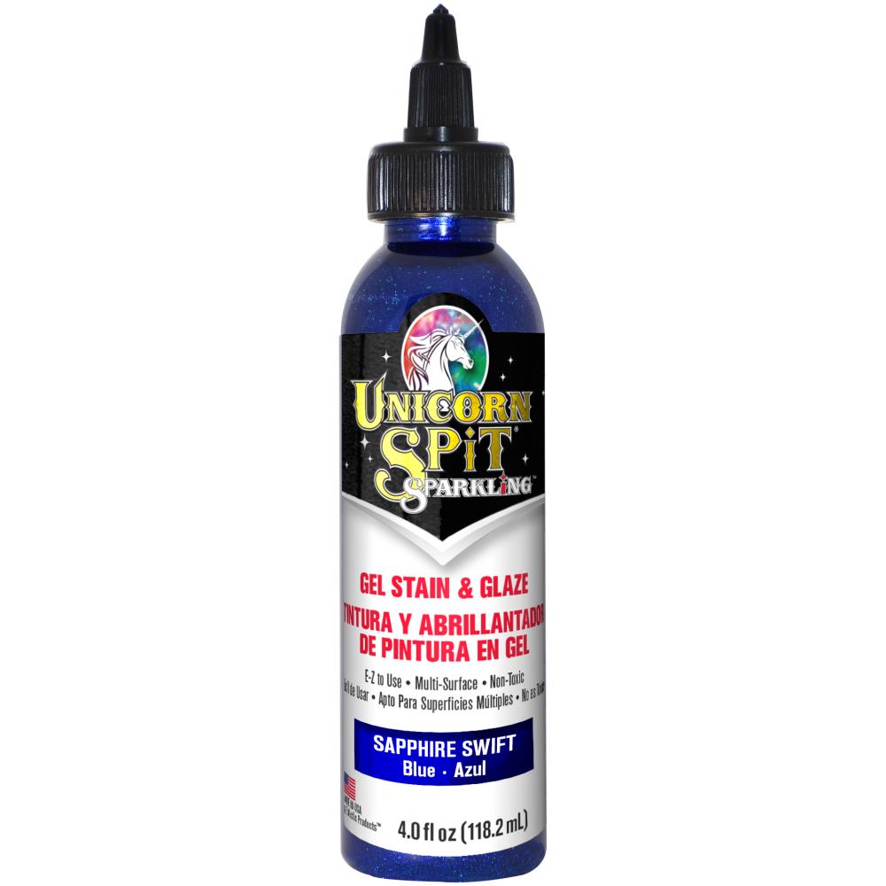 Sparkling Wood Stain &amp; Glaze Sapphire Swift / Tinta y Esmalte Multi Superficies Zafiro Pintura y Medios Mixtos Unicorn Spit