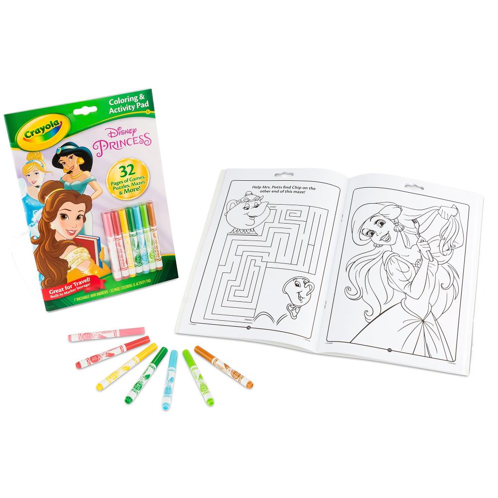 Coloring &amp; Activity Pad W/Markers Princess / Cuaderno para Colorear de Princesas con Plumones Manualidades para Niños Crayola