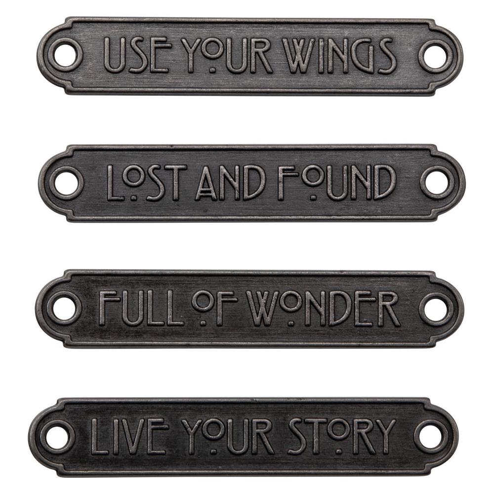 Idea-Ology Metal Word Plaques / Placas de Metal Decorativas Encuadernacion Tim Holtz - Advantus