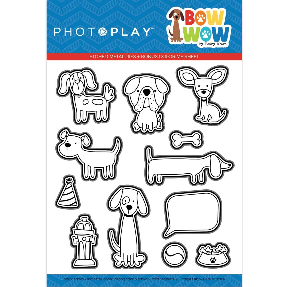 Bow Wow Etched Dies / Suajes de Perritos Grabados Dados de Corte / Suajes / Troqueles Photo Play