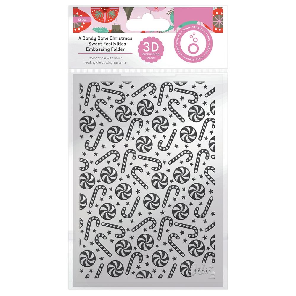 A Candy Cane Christmas Embossing Folder 3D / Folder de Bastones Navideños Folders de Grabado Tonic Studios