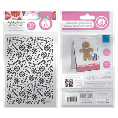 A Candy Cane Christmas Embossing Folder 3D / Folder de Bastones Navideños Folders de Grabado Tonic Studios