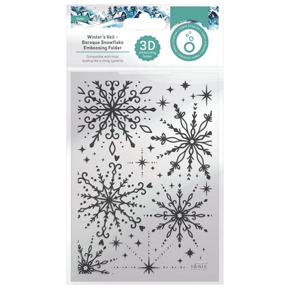 Baroque Snowflake Embossing Folder 3D / Folder de Copos de Nieve Barrocos Folders de Grabado Tonic Studios