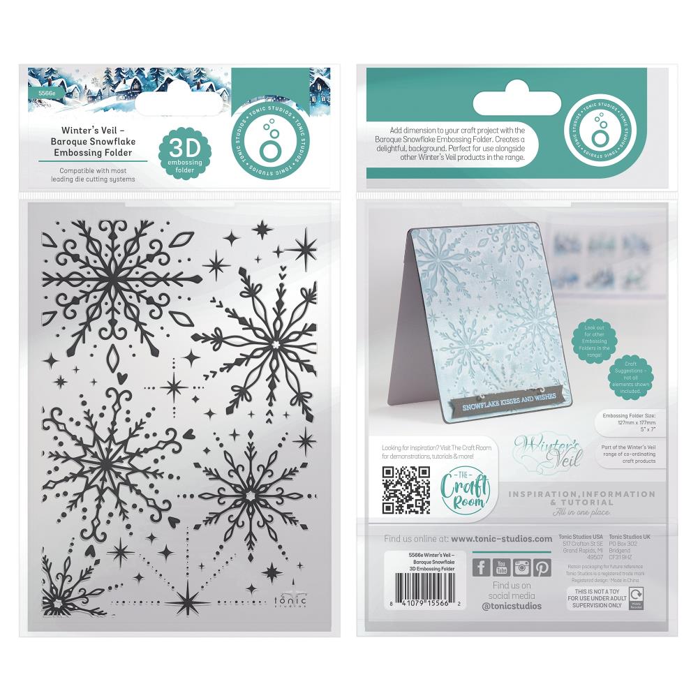 Baroque Snowflake Embossing Folder 3D / Folder de Copos de Nieve Barrocos Folders de Grabado Tonic Studios