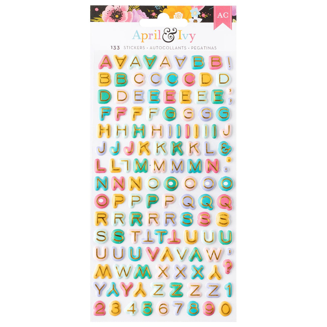 April &amp; Ivy Alpha Puffy Stickers / Sellos Puffy de Letras Hiedra de Abril Stickers American Crafts