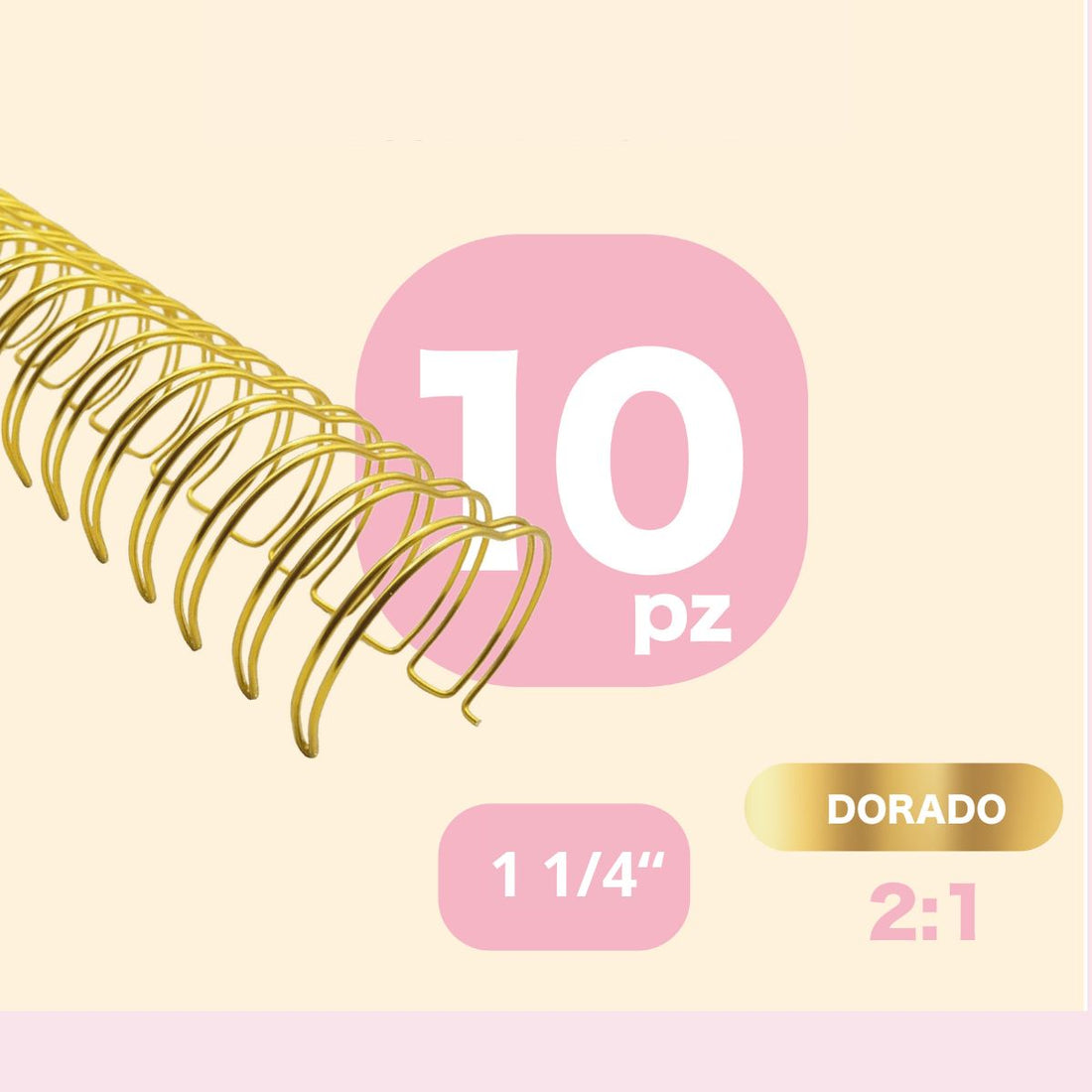 10 Espirales Metálicos Journelle Dorado Claro 1 1/4” Arillos para Engargolar Angie Guerra &amp; Hobbees