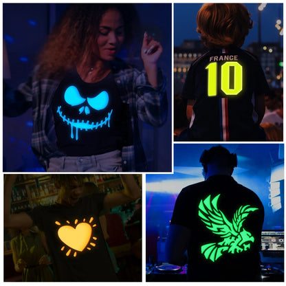 Glow in the Dark Puff HTV Neon Green / Vinil Termoadhesivo Brilla En La Oscuridad Verde Viniles Teckwrap