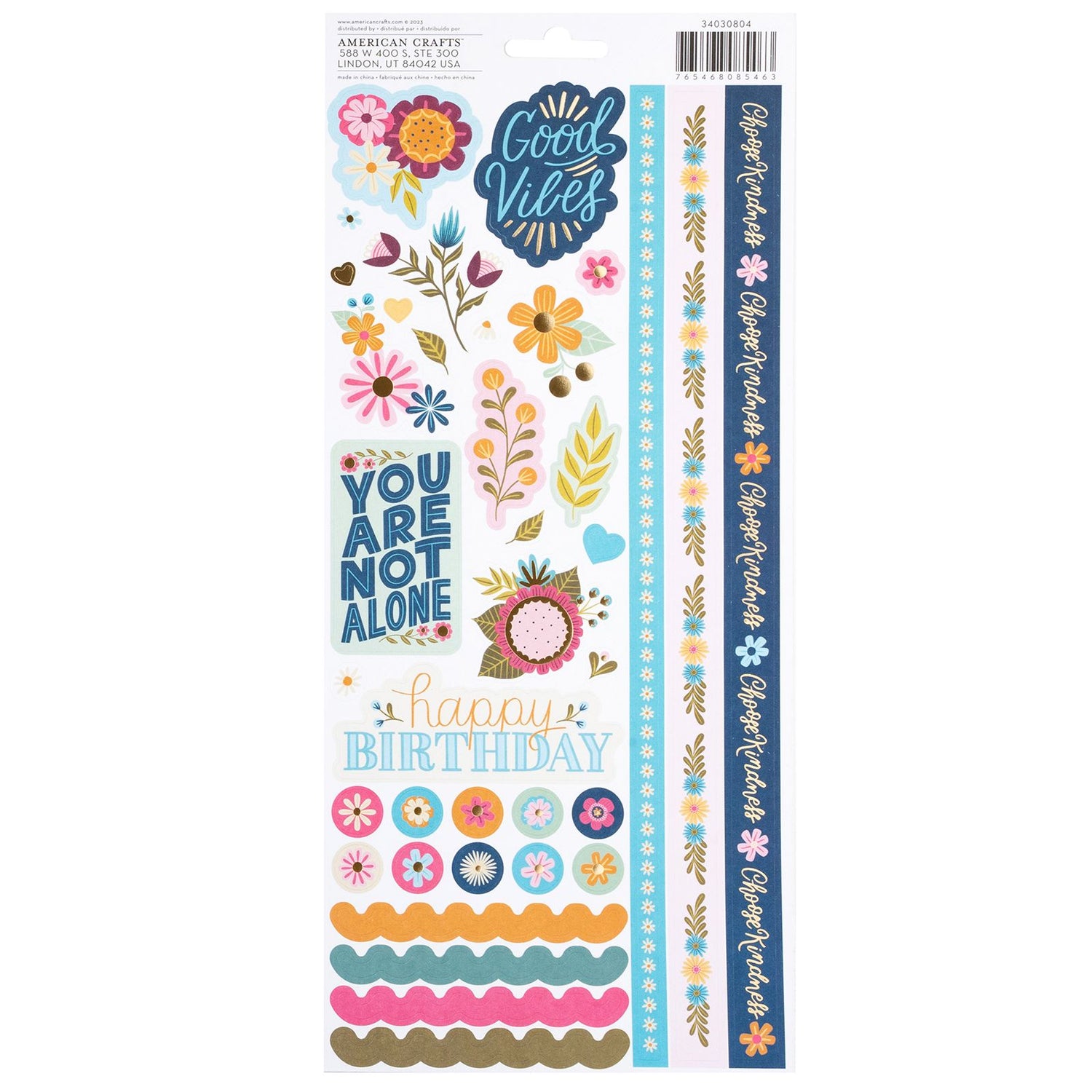 Joyful Notes Stickers / Estampas Decorativas con Foil Stickers Pink Paislee