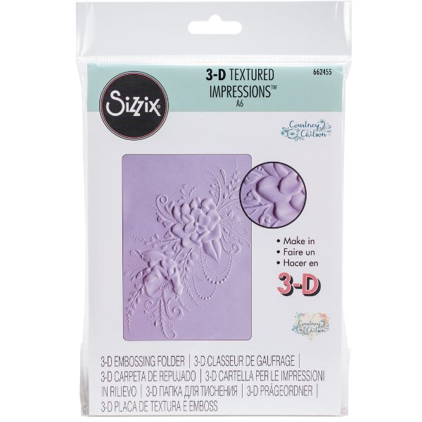 3D Textured Impressions Flower Heart Doodle / Folder de Grabado 3D Flores Folders de Grabado Sizzix