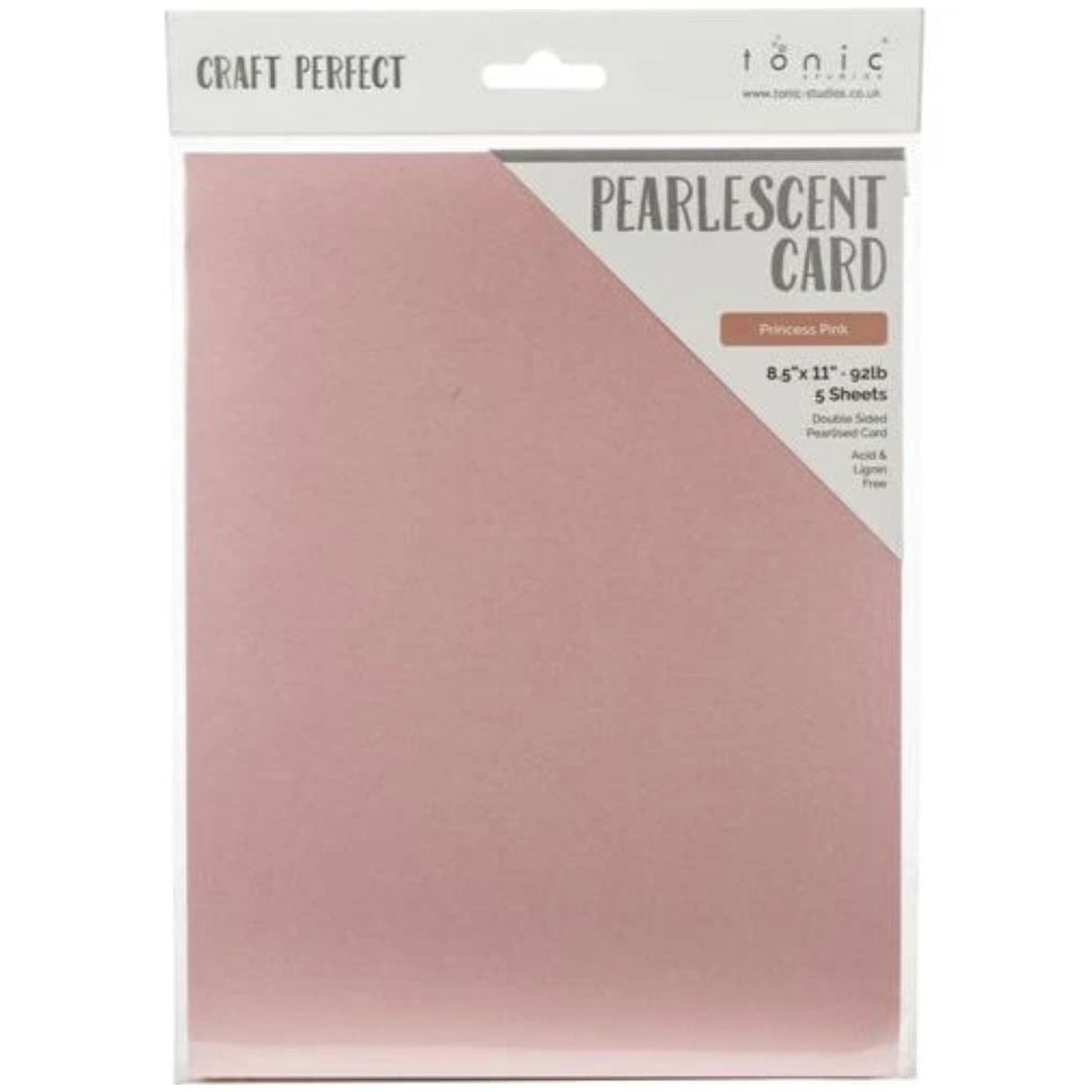 Pearlescent Cardstock Pearl Princess Pink / 5 Hojas de Cartulina Aperlada Rosa PAPEL Tonic Studios