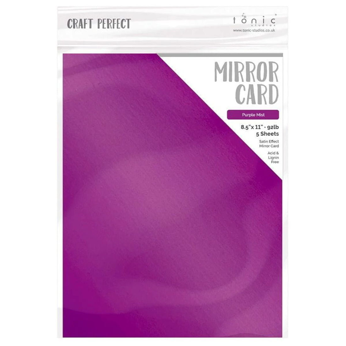 Satin Mirror Cardstock Purple Mist / 5 Hojas de Cartulina Espejo Satinada Violeta PAPEL Tonic Studios