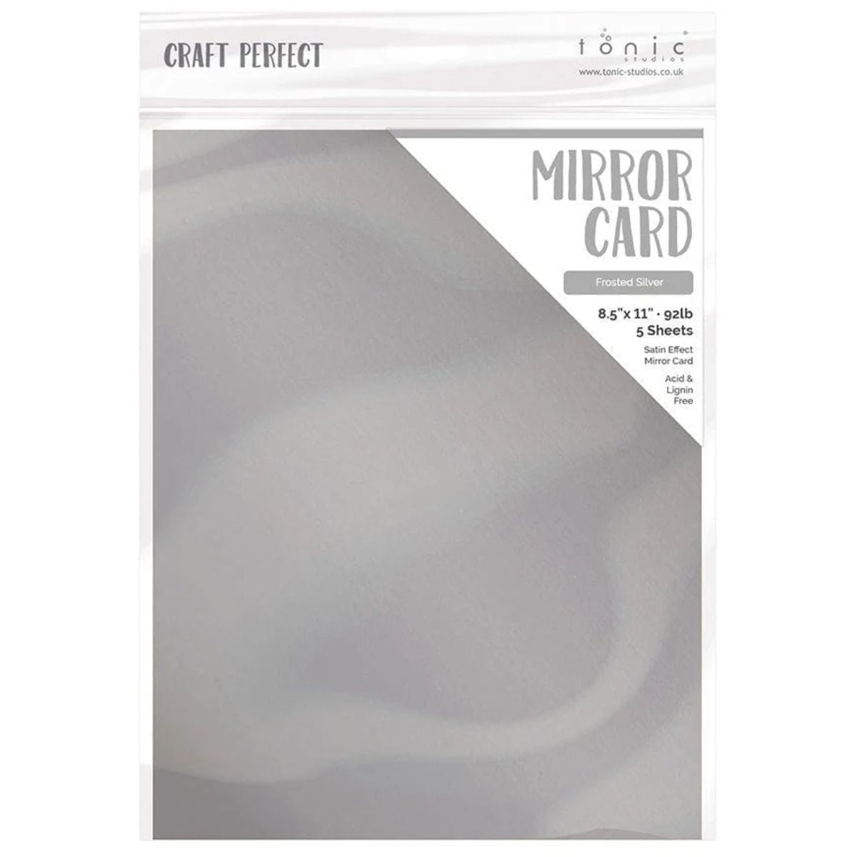 Satin Mirror Cardstock Frosted Silver / 5 Hojas de Cartulina Espejo Satinada Plata PAPEL Tonic Studios