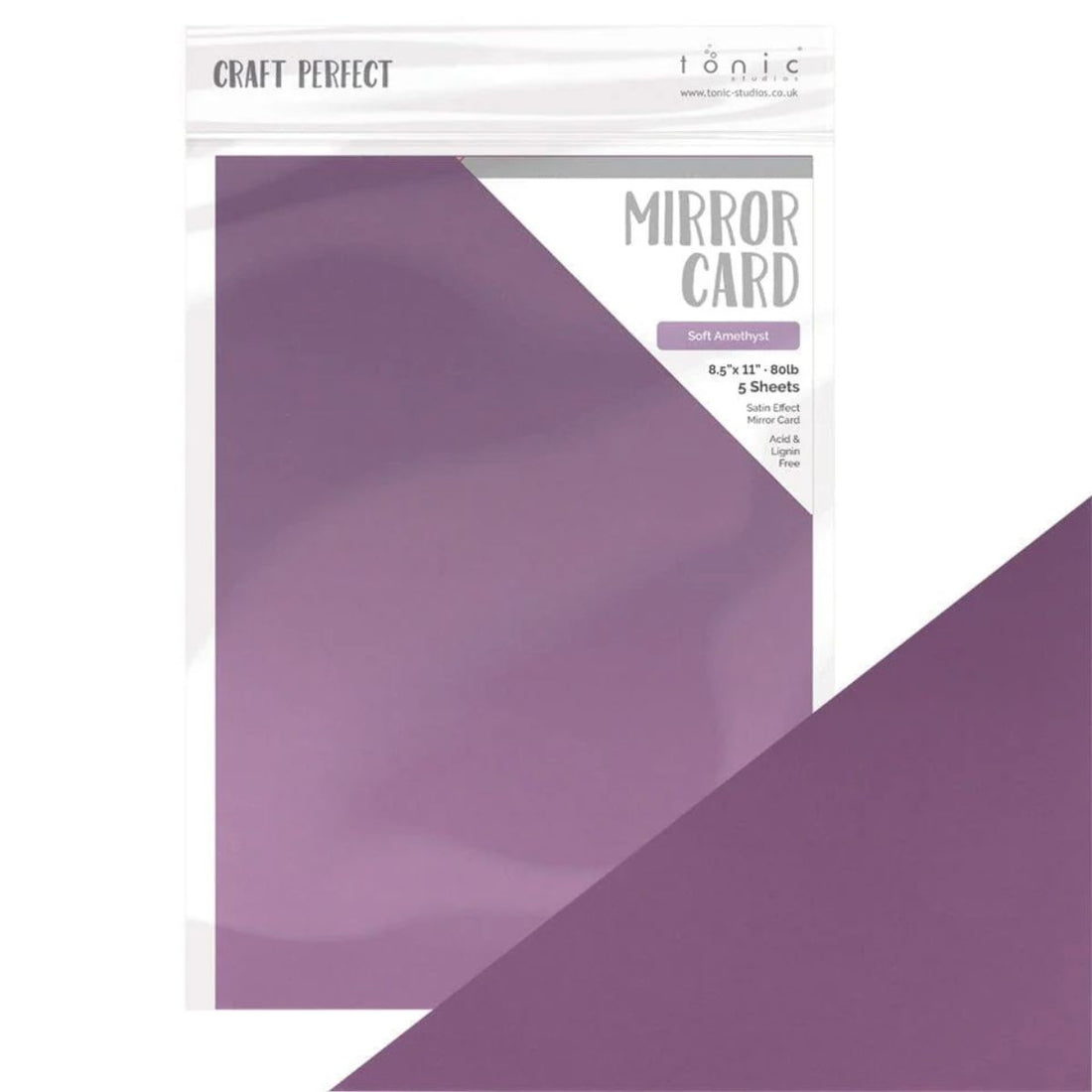 Satin Mirror Cardstock Soft Amethyst  / 5 Hojas de Cartulina Espejo Satinada Amatista PAPEL Tonic Studios