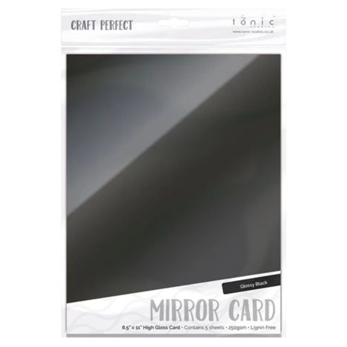 Satin Mirror Cardstock High Gloss Black / 5 Hojas Cartulina Satinada Espejo Negra PAPEL Tonic Studios