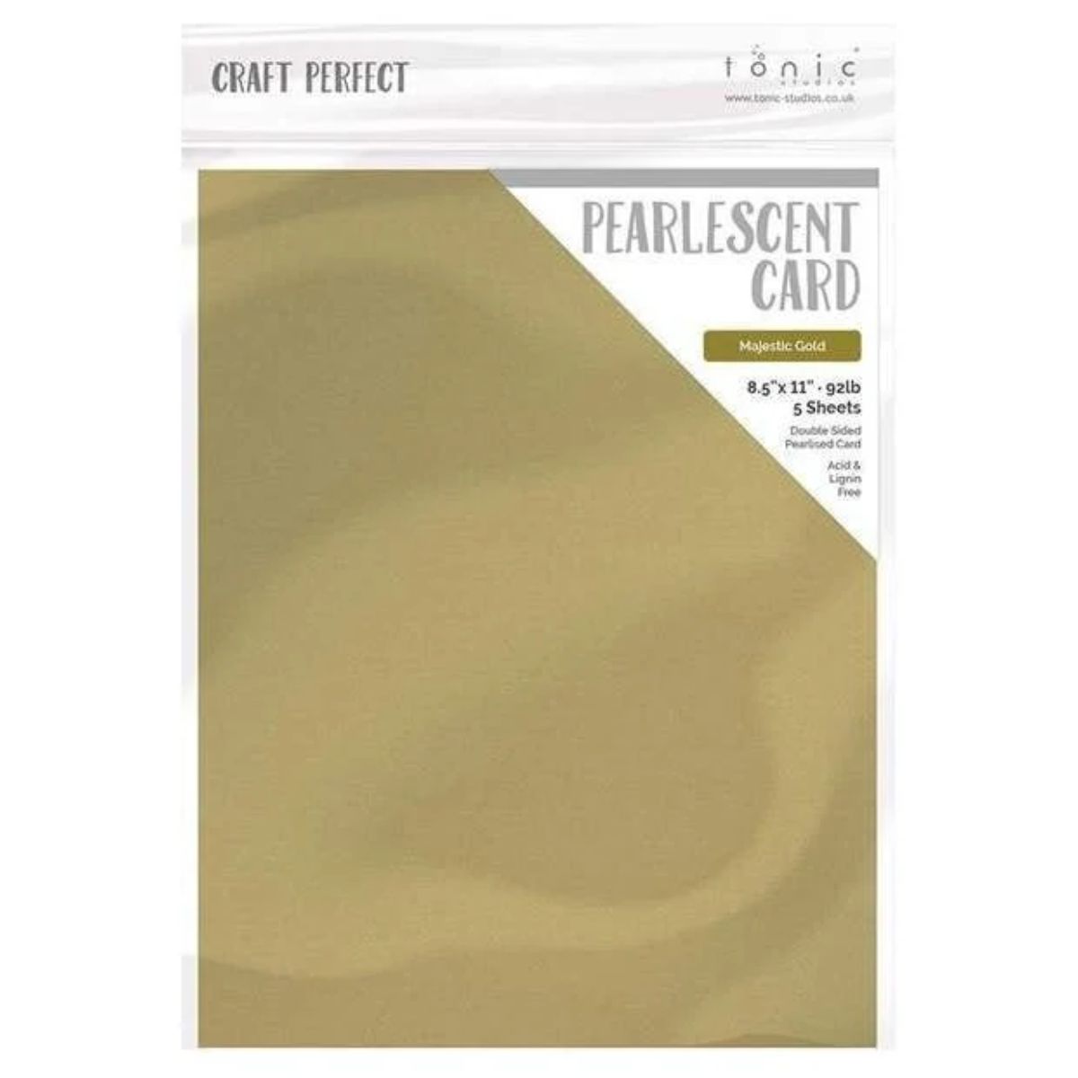 Pearlescent Cardstock Pearl Majestic Gold / 5 Hojas de Cartulina Aperlada oro Majestuoso PAPEL Tonic Studios