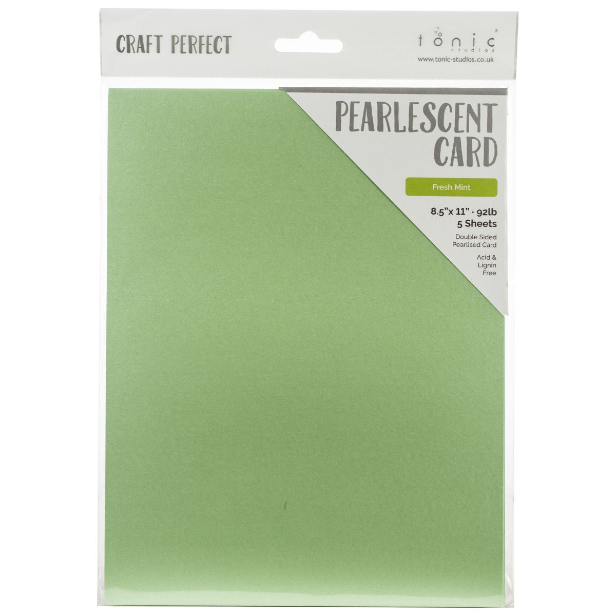 Pearlescent Cardstock Pearl Fresh Mint / 5 Hojas de Cartulina Aperlada Menta PAPEL Tonic Studios