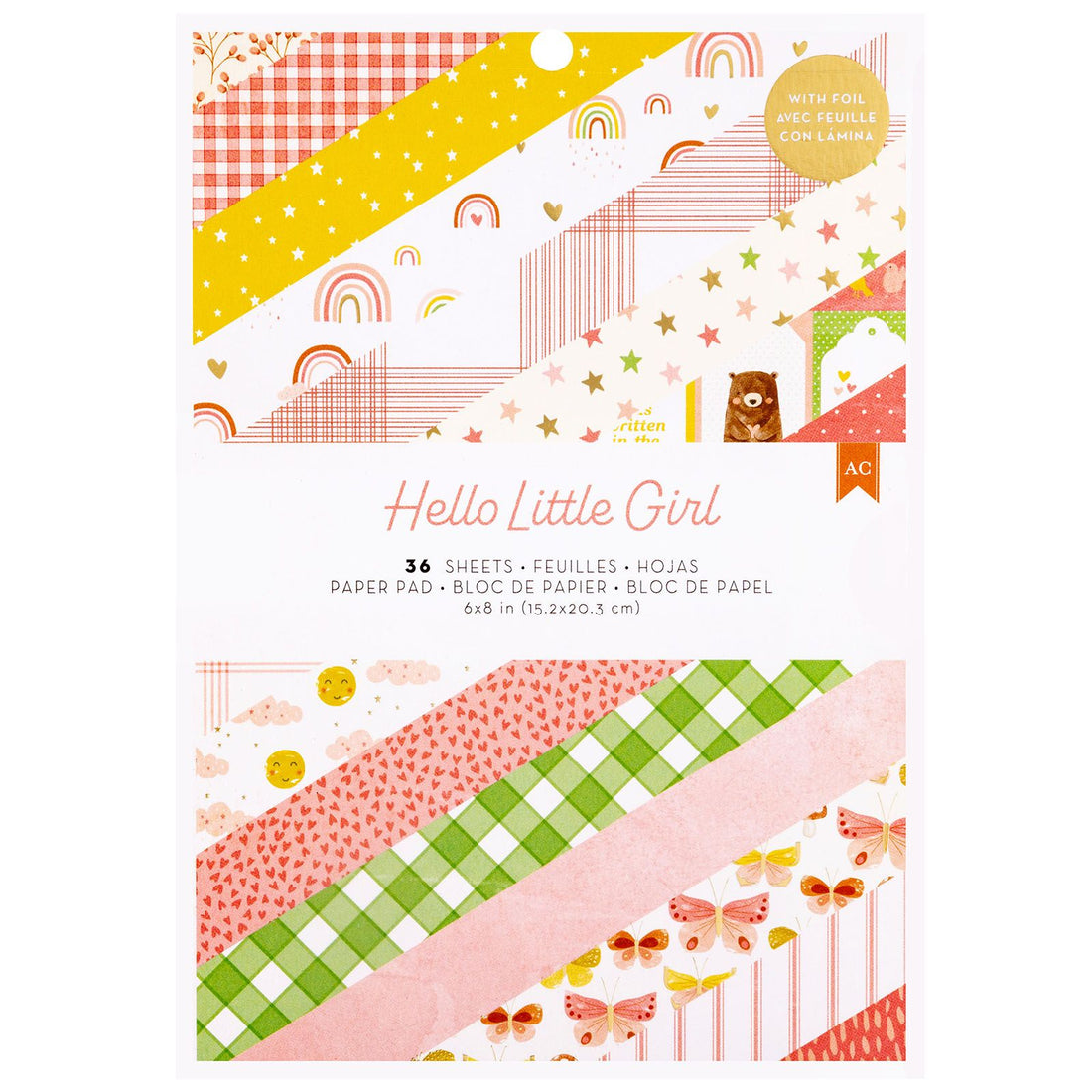 Hello Little Girl Paper Pad 6&quot; / Block Papel Hola Pequeña Papel American Crafts