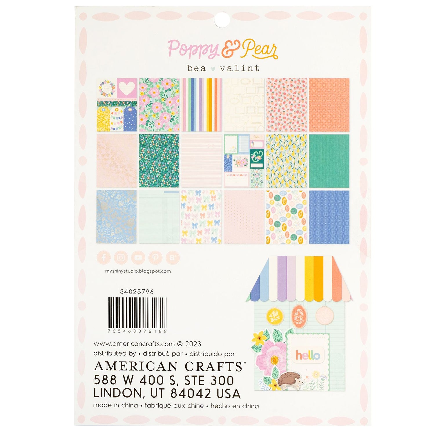 Poppy &amp; Pear Paper Pad 6" / Block de Papel Bea Valint Descontinuado American Crafts
