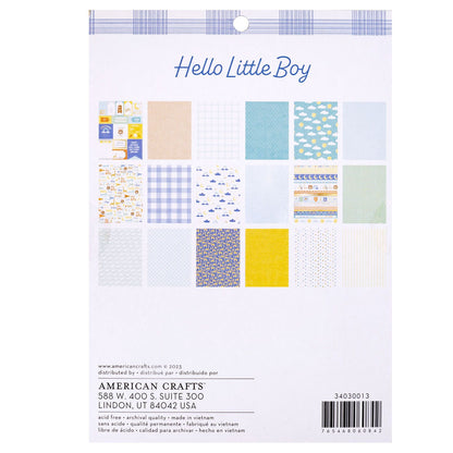 Hello Little Boy Paper Pad 6&quot; / Block Papel Hola Pequeño Papel American Crafts