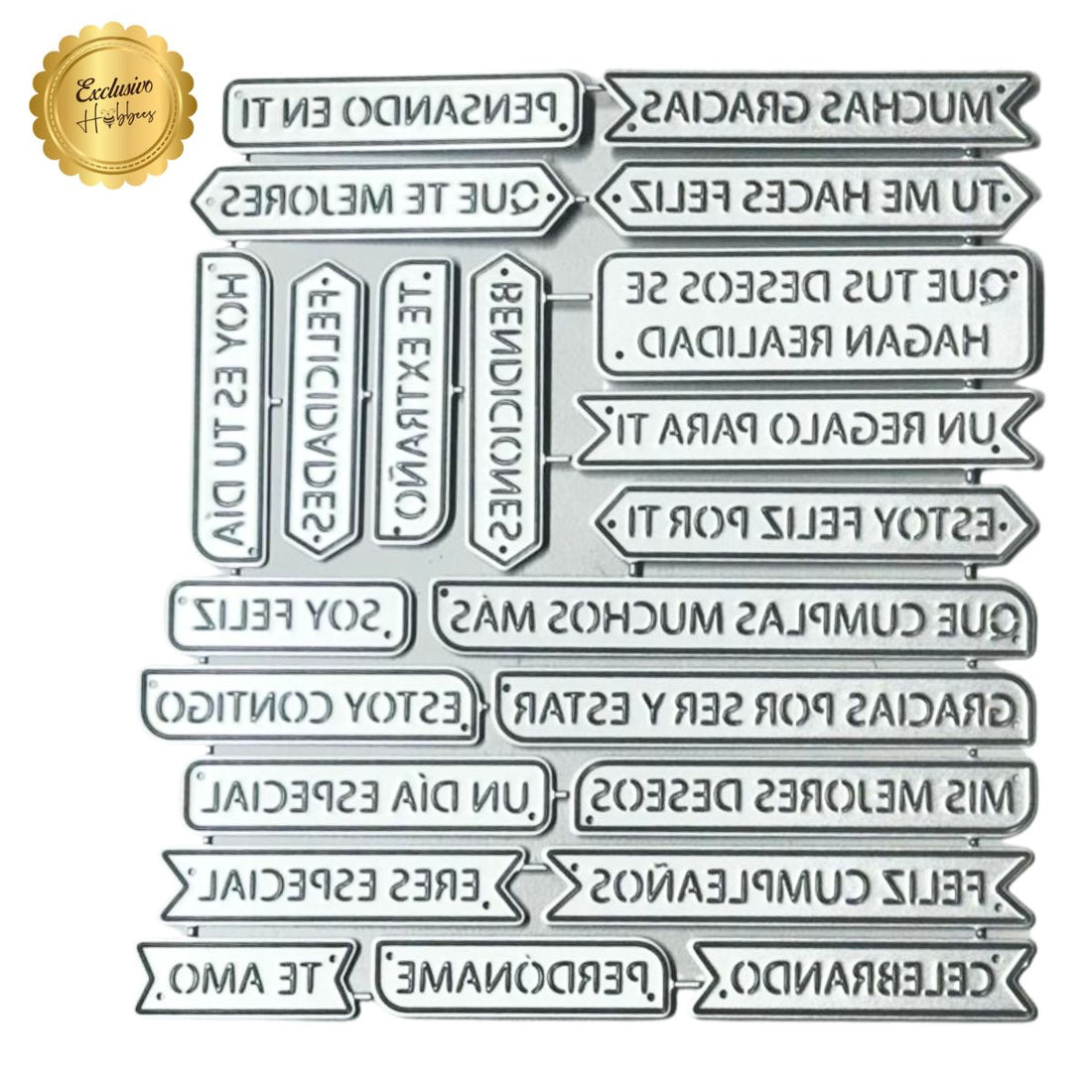 22 Suajes de Etiquetas con Sentimientos en Español Dados de Corte / Suajes / Troqueles Hobbees
