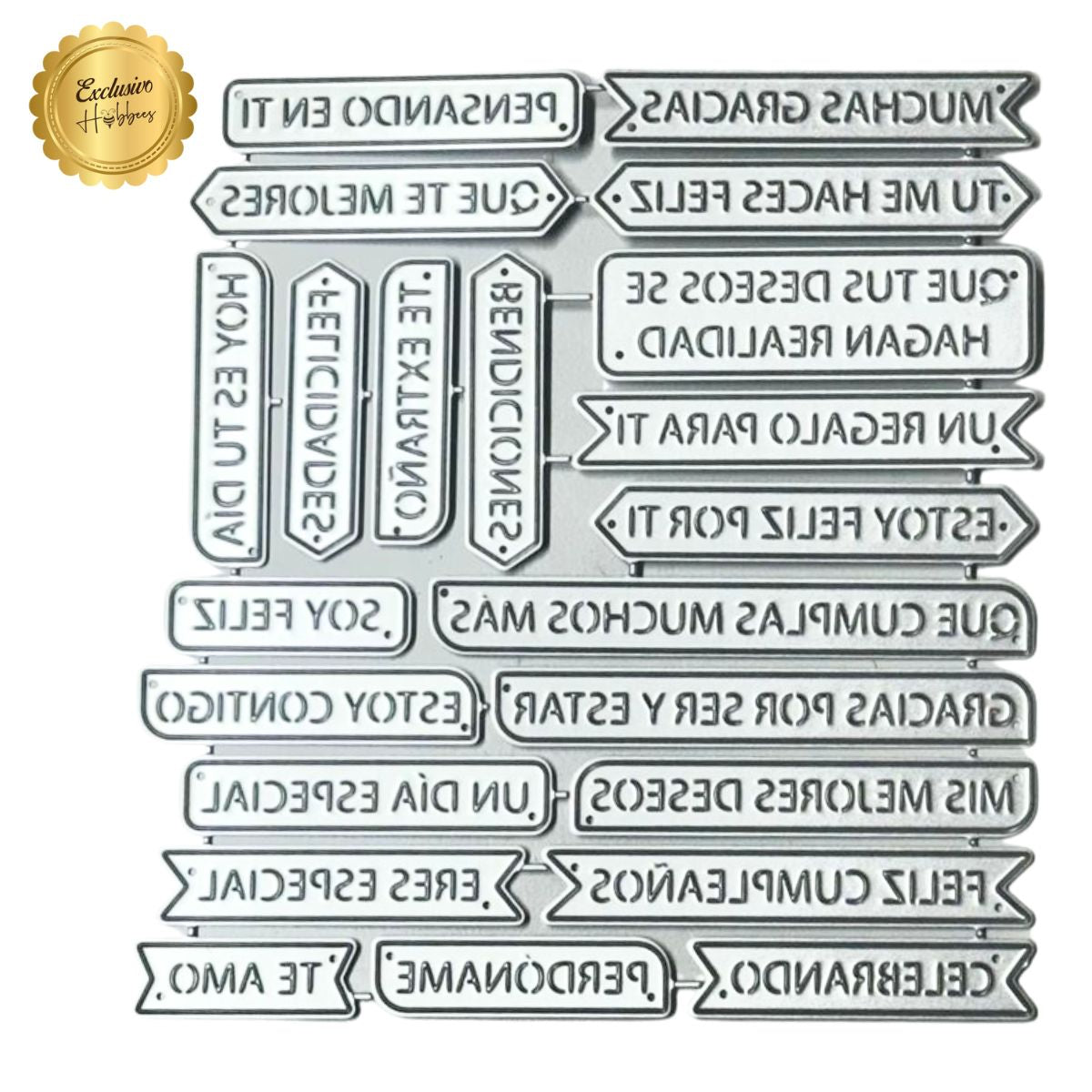 22 Suajes de Etiquetas con Sentimientos en Español Dados de Corte / Suajes / Troqueles Hobbees