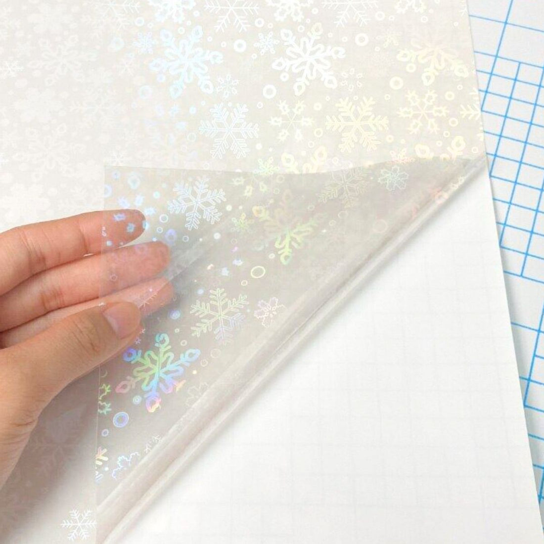 5 Hojas de Laminado en Frío de Copos de Nieve Holográficos Acetato y Especializados Hobbees