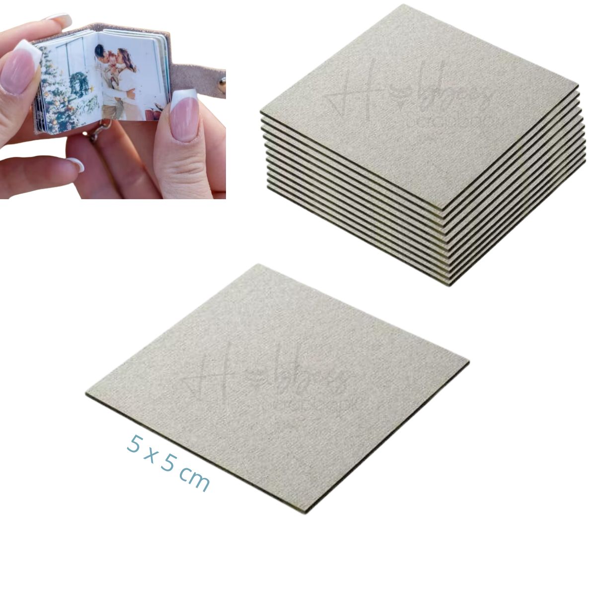 40 Piezas Cartón Gris para Mini Libretas 5cm