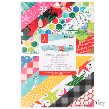 Peppermint Kisses Paper Pad 6&quot;  / Block de Papel Navideño Doble Cara Papel Vicki Boutin