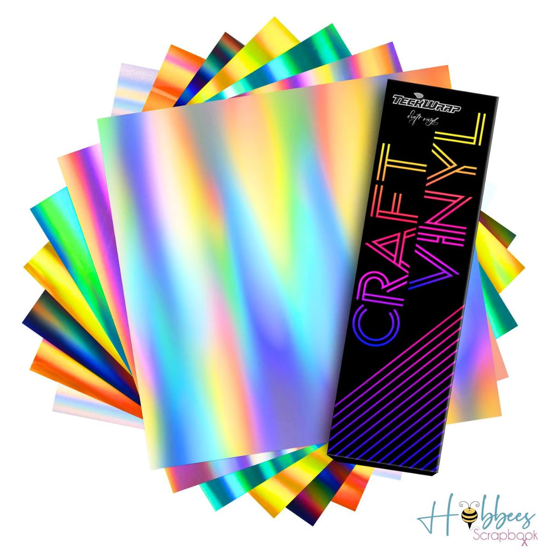 Holo Glossy Rainbow Craft Vinyl Pack / 7 Hojas de Vinil Holográfico Arcoiris Viniles Teckwrap