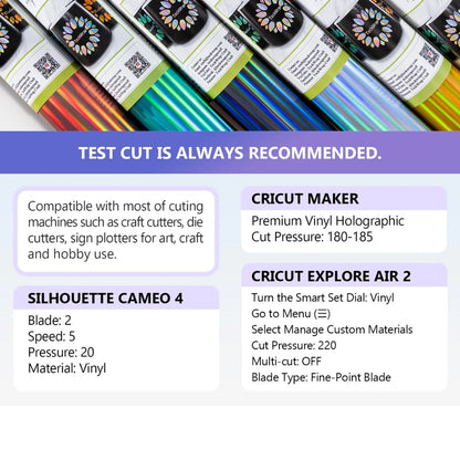 Holo Glossy Rainbow Craft Vinyl Pack / 7 Hojas de Vinil Holográfico Arcoiris Descontinuado Teckwrap