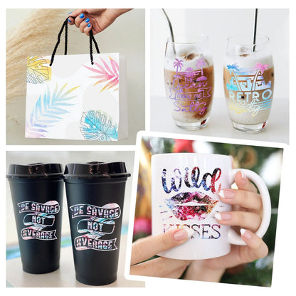 Glitter Brush Vinyl Sheets Pack / 9 Hojas de Vinil Glitter Estampado Viniles Teckwrap