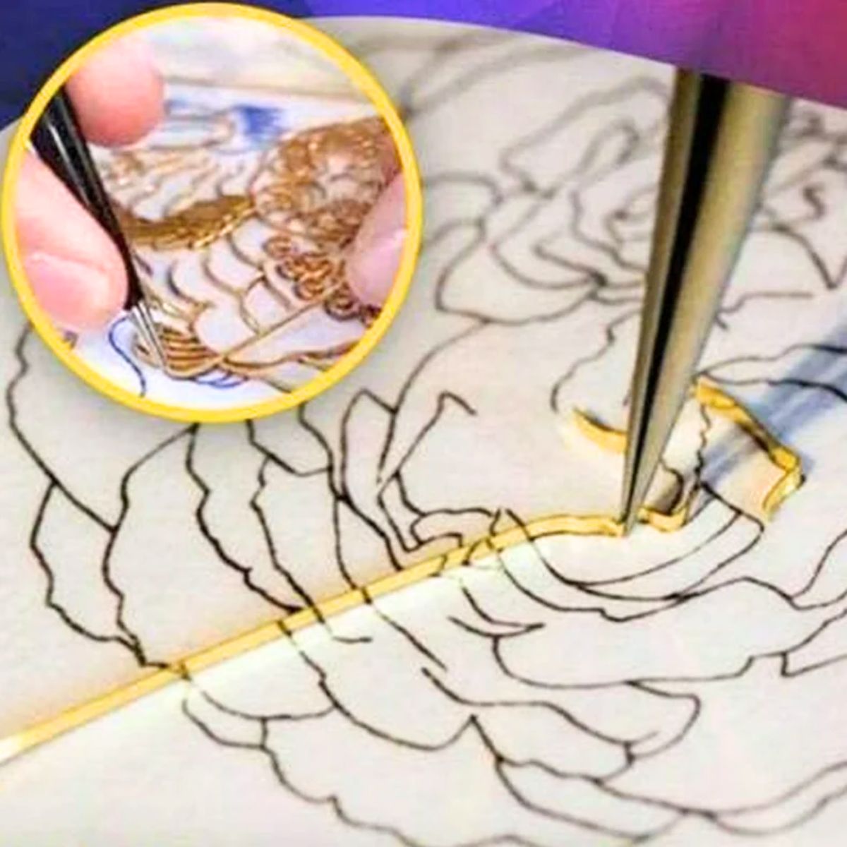 Alambre Plano para Pintura Cloisonné Dorado Accesorios Hobbees