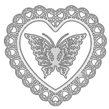 Suaje de Corazón con Encaje y Mariposa Dados de Corte / Suajes / Troqueles Hobbees