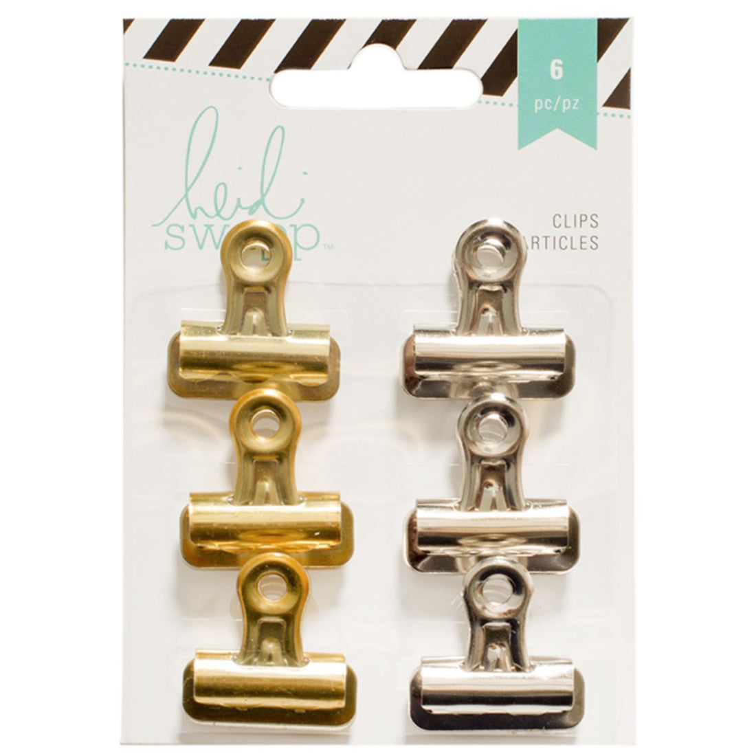 Gold Silver Metal Clips / 6 Clips Metálicos Herramientas para Planners y Journals Heidi Swapp