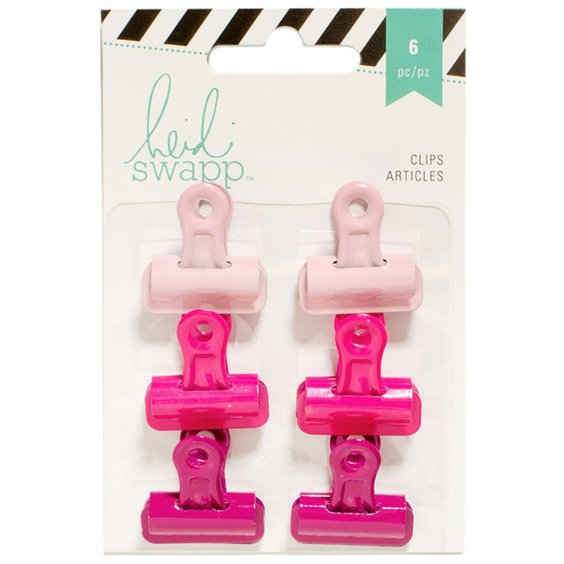 Pink Metal Clips / 6 Clips Metálicos Rosas Herramientas para Planners y Journals Heidi Swapp