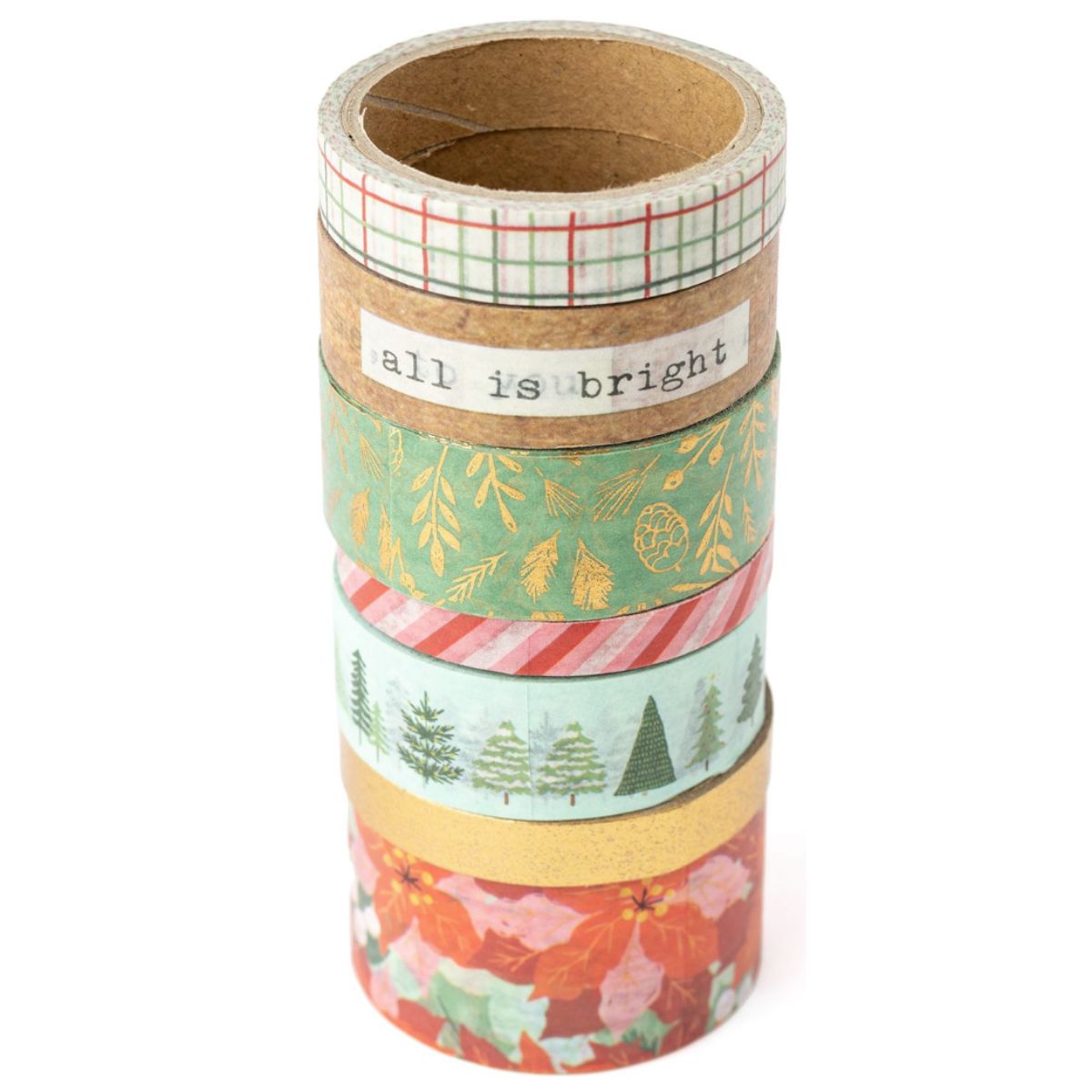 7 Mittens and Mistletoe Washi Tape / 7 Cintas Adhesivas Washi de Baja Adhesión Washi Tape Crate Paper