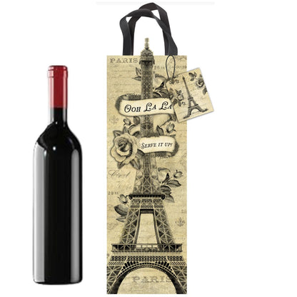 Paris Eiffel Tower Wine Bag / Bolsa de Regalo Para Botella de Vino con Etiqueta Bolsas Ek Success