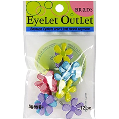 Bright Stitched Flowers Brads / Brads de Flores Adornos / Embellishments Eyelet Outlet