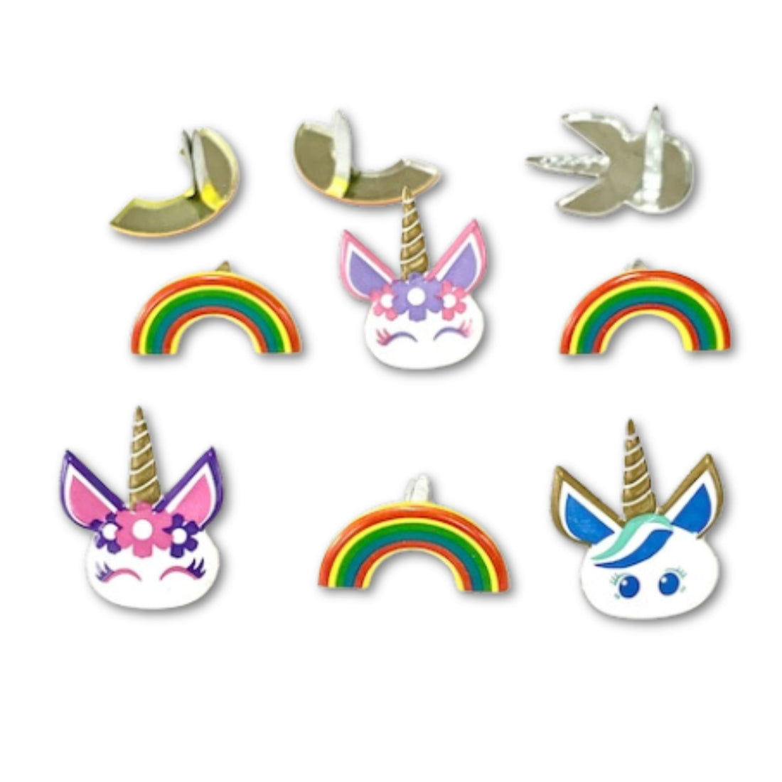 Unicorn &amp; Rainbow Brads / Broches de Unicornio y Arcoiris Adornos / Embellishments Eyelet Outlet