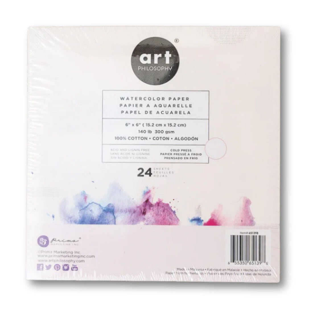 Art Philosophy Watercolor Paper Pad 12x12 / Bloc Papel para Acuarela Papel para Arte Prima Marketing