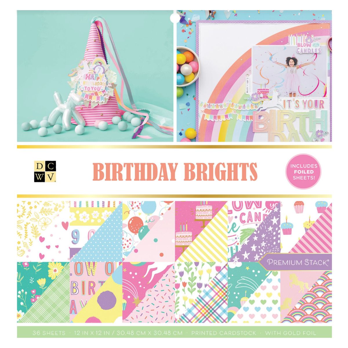 Birthday Brights Cardstock / Block de Cartulina Brillos de Cumpleaños Papel DCWV