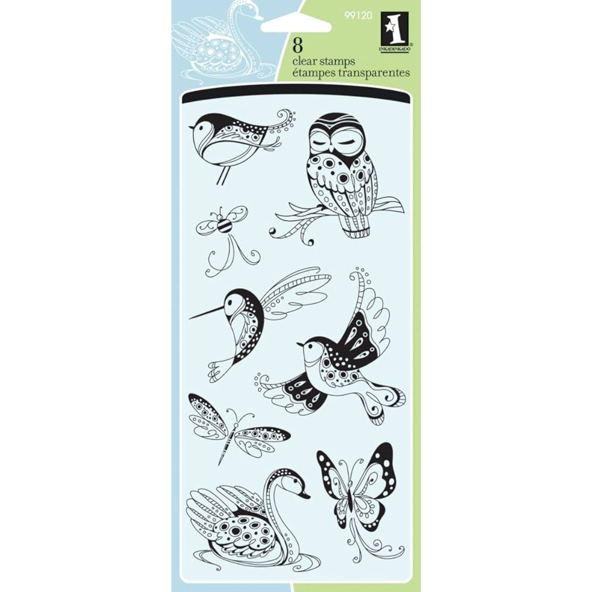 Sellos de Polímero Aves  / Patterned Birds &amp; Bugs 99120 Sellos Inkadinkado