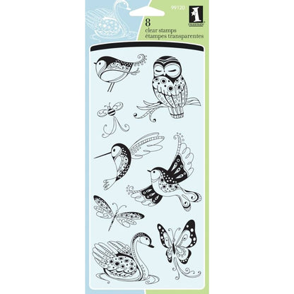 Sellos de Polímero Aves  / Patterned Birds &amp; Bugs 99120 Sellos Inkadinkado