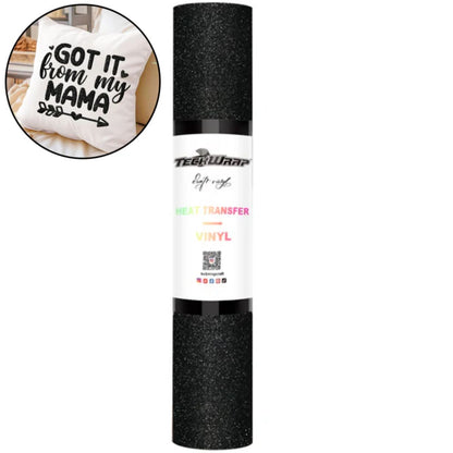 Black Glitter Puff Heat Transfer Vinyl / Vinil Termoadhesivo Inflable Negro Viniles Teckwrap