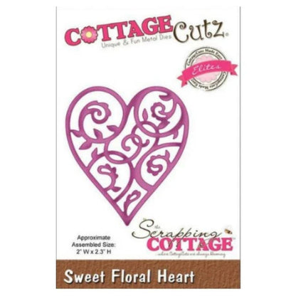 Suaje de Corte de Corazón con Flores / Sweet Floral Heart Dados de Corte / Suajes / Troqueles Cottage Cutz