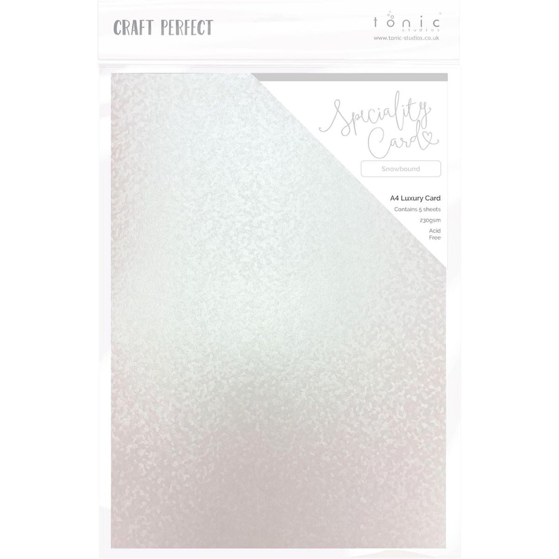 Luxury Embosse Cardstock Snowbound / 5 Hojas de Cartulina con Textura Iridiscente PAPEL Tonic Studios