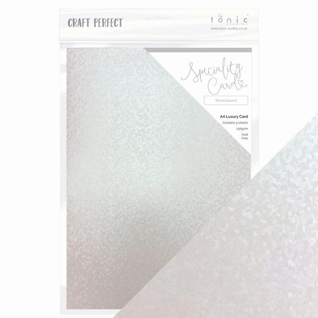 Luxury Embosse Cardstock Snowbound / 5 Hojas de Cartulina con Textura Iridiscente PAPEL Tonic Studios