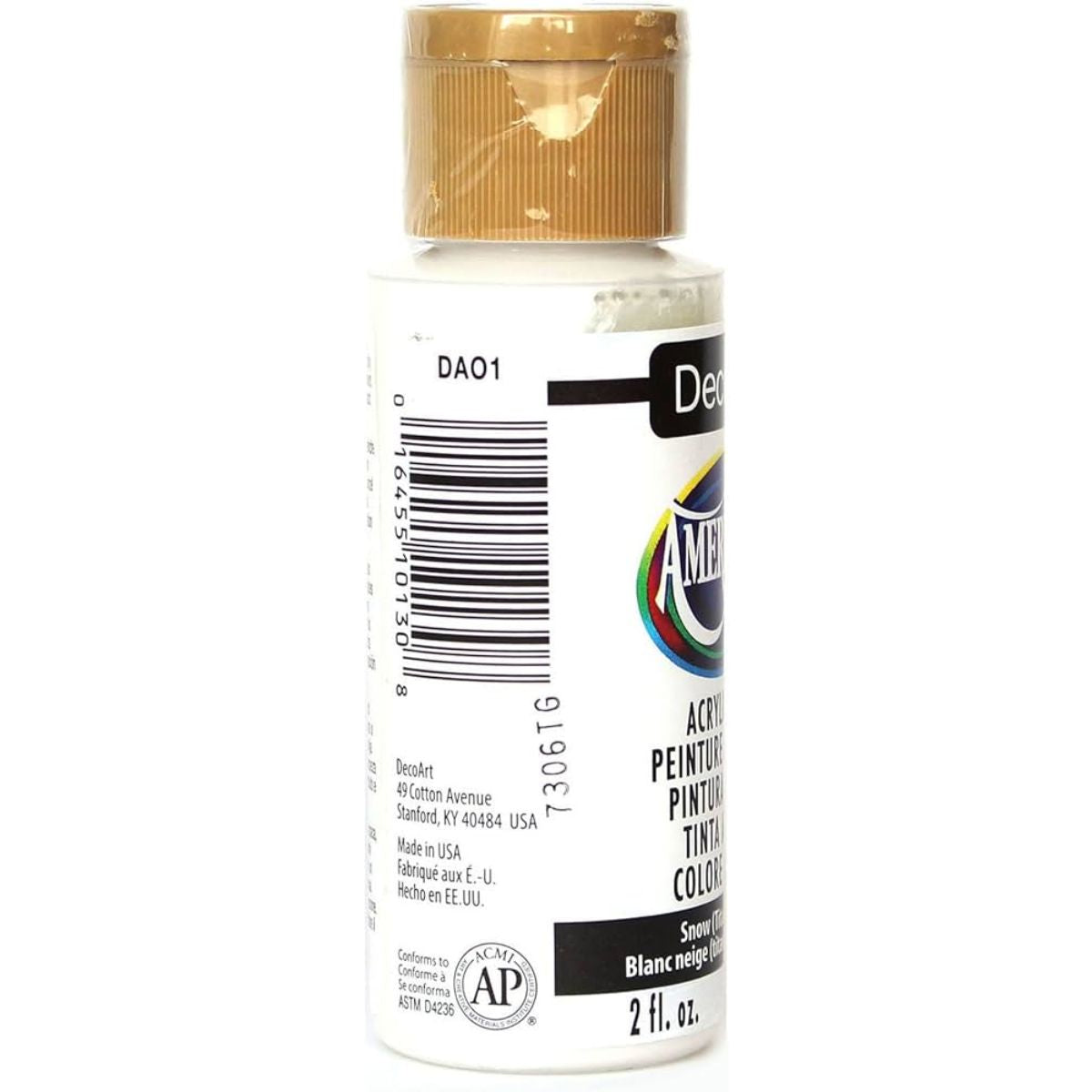 Americana Acrylic Paint Snow White Opaque 59ml / Pintura Acrílica Blanco Opaco Vitral DecoArt