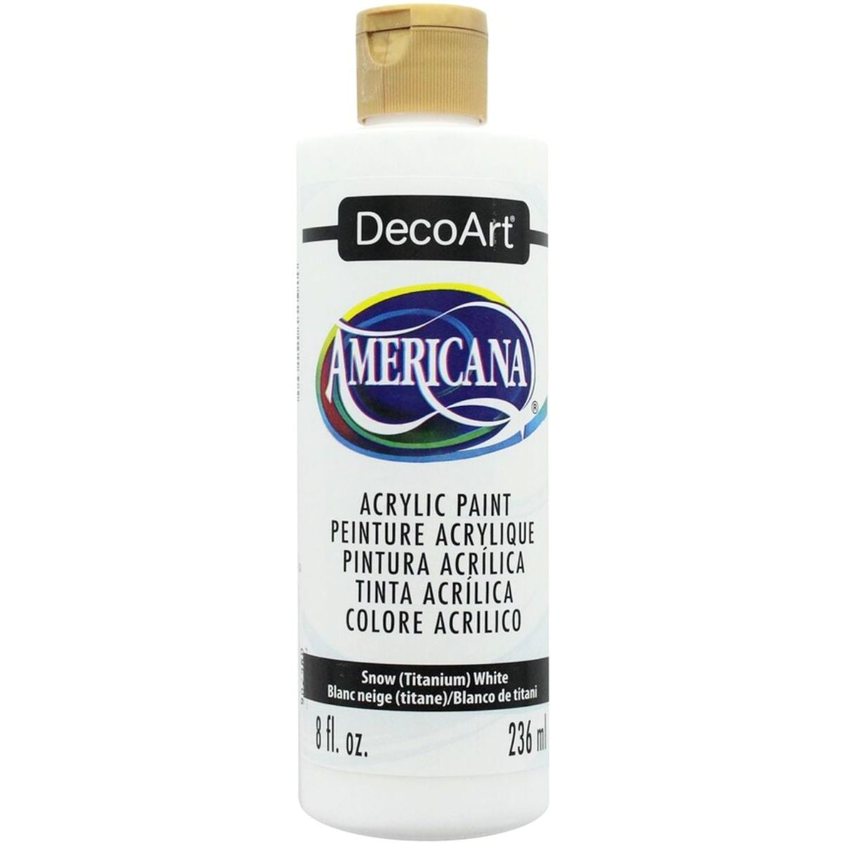 Americana Acrylic Paint Snow White Opaque 236ml / Pintura Acrílica Blanco Opaco Vitral DecoArt